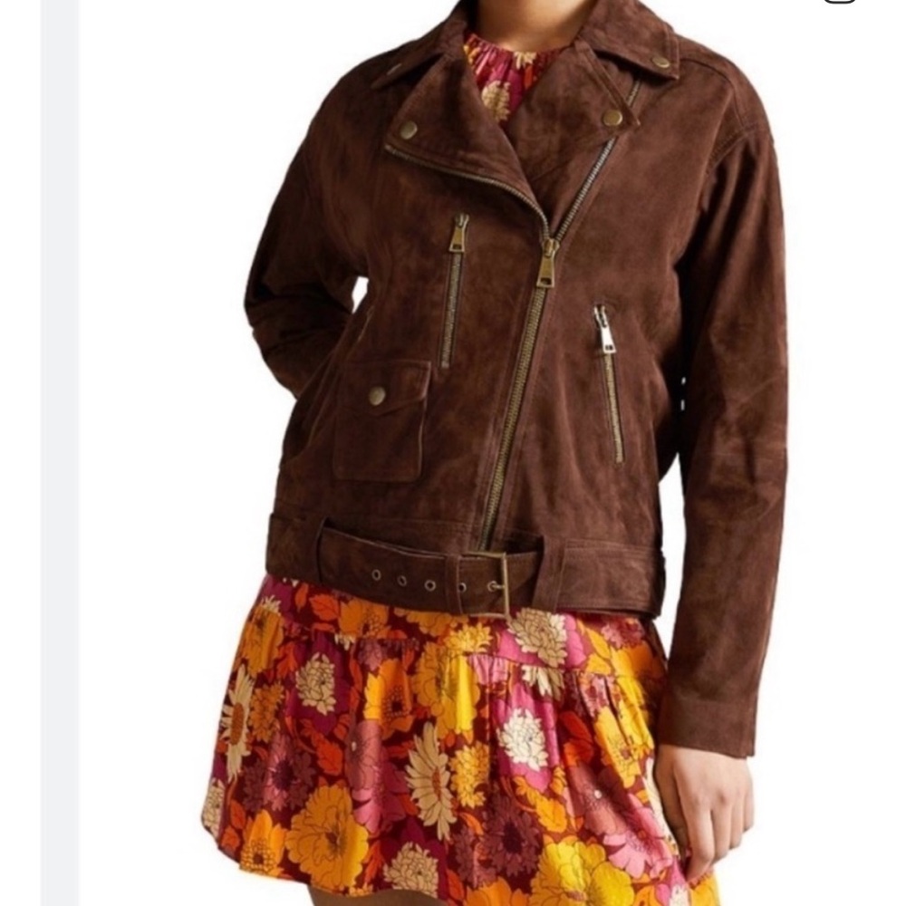 Ted Baker Dark Brown Suede Leather Jacket
